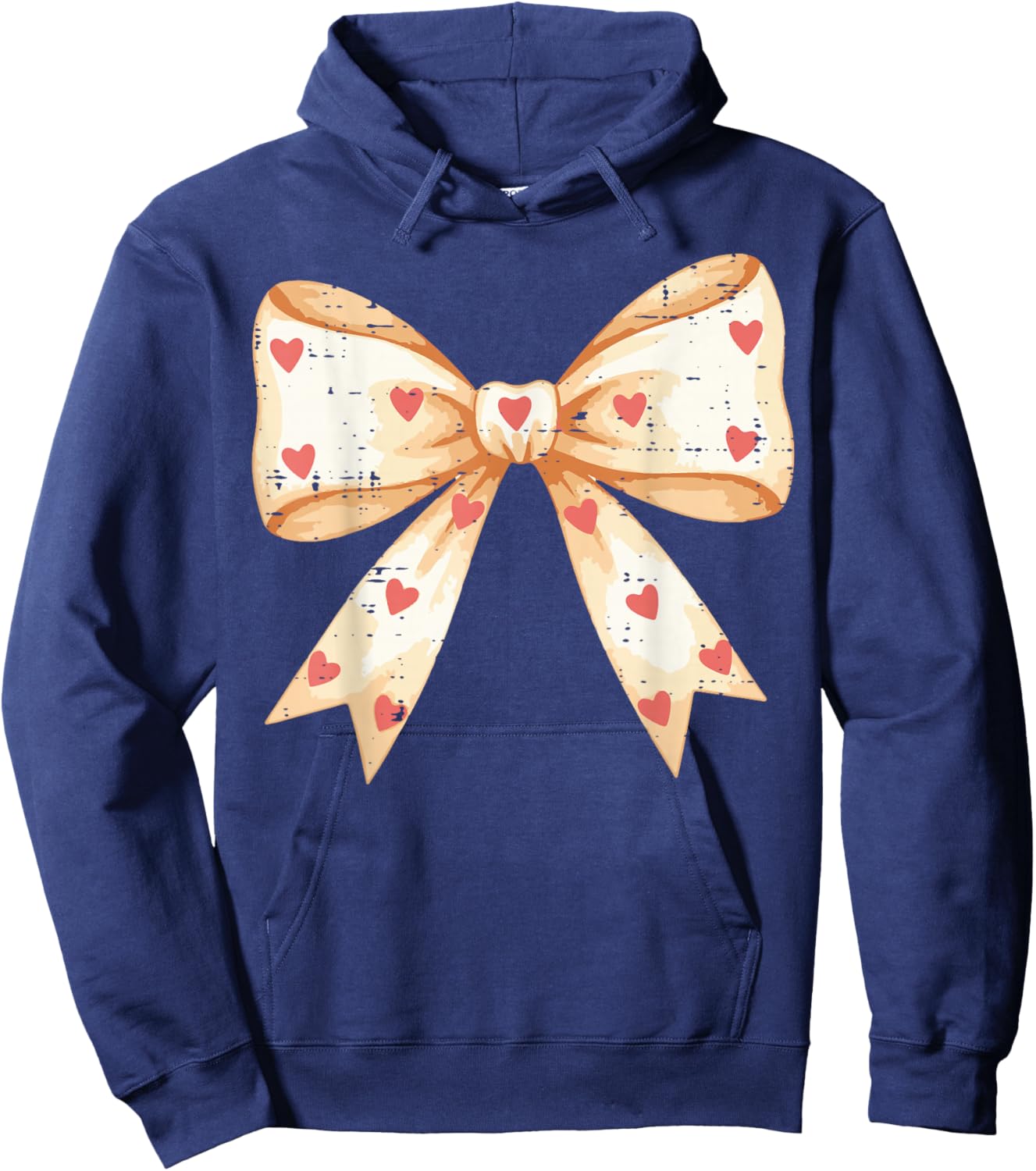 Valentines Day Coquette Bow Hearts Ribbon Girls Kids Women Hoodie - Hoodie | Navy