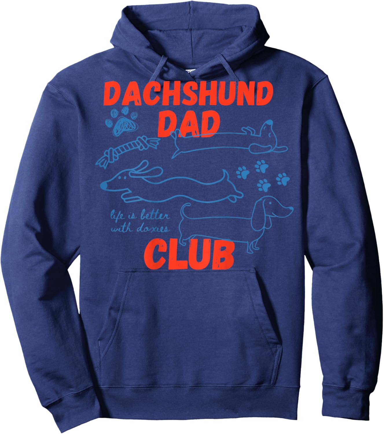 Dachshund Dad Club (on Back) Hoodie - Hoodie | Navy
