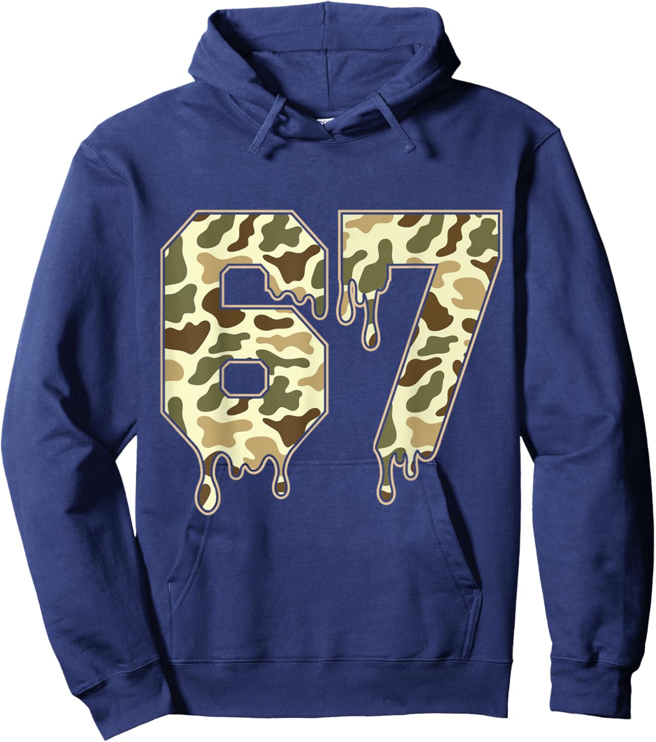 Funny Six Seven Camouflage Dripping Gen Alpha Slang 6 7 Meme Hoodie - Hoodie | Navy