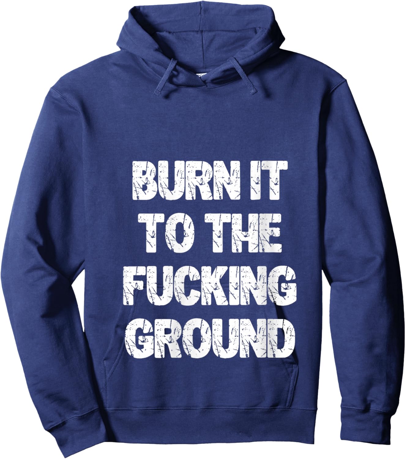 Women's Burn It to The Fucking Ground V-Neck Hoodie - Hoodie | Navy