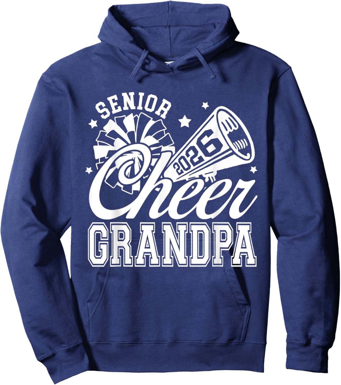 Senior Cheer Grandpa 2026 Proud Cheerleader Grandpa Hoodie - Hoodie | Navy