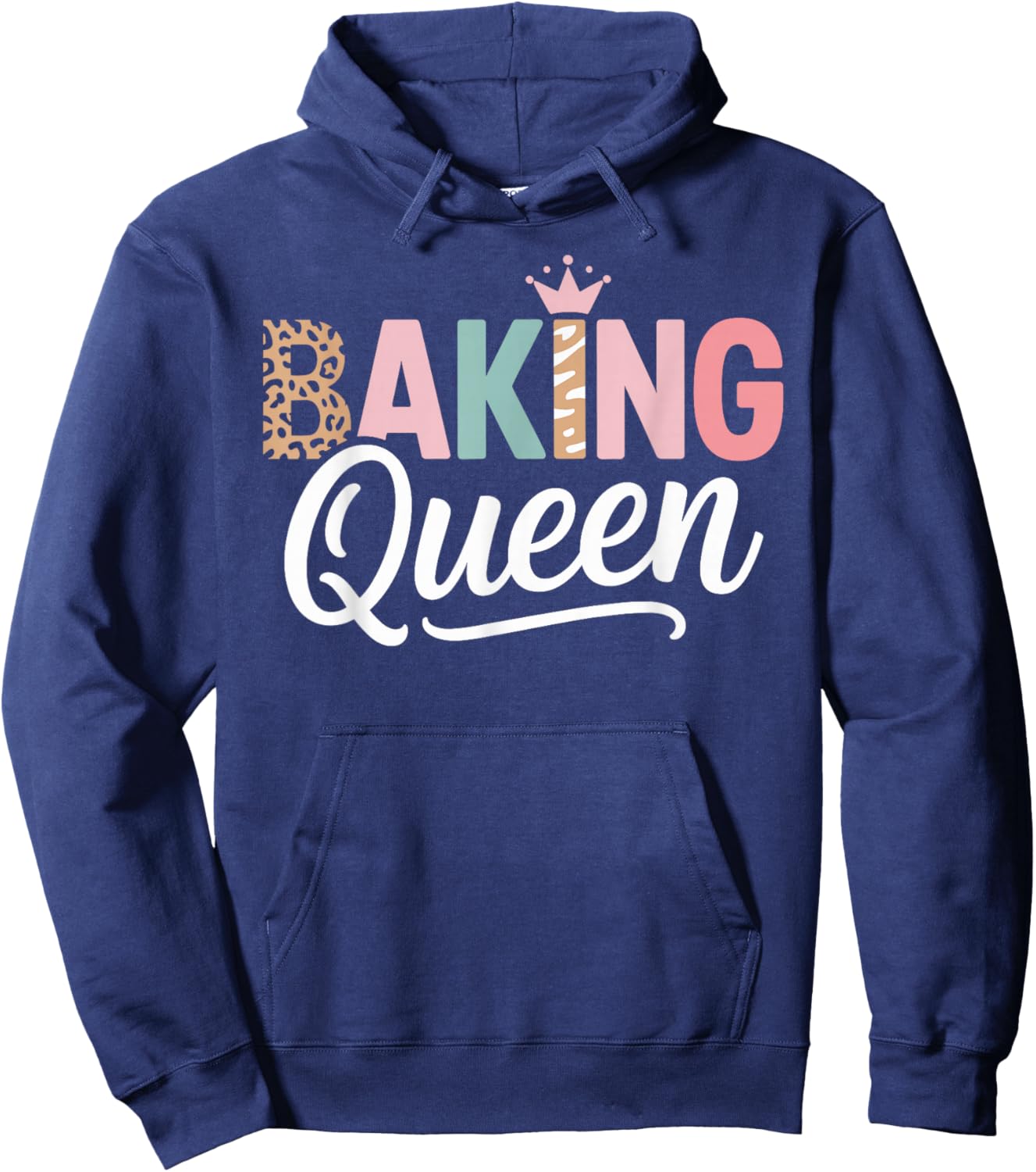 Baking Queen Leopard Print Crown Baking Lover Humor Hoodie - Hoodie | Navy
