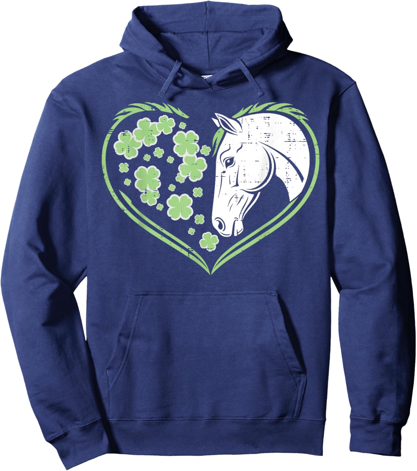 St Patricks Day Horse Heart Saint Pattys Women Girls Kids Hoodie - Hoodie | Navy