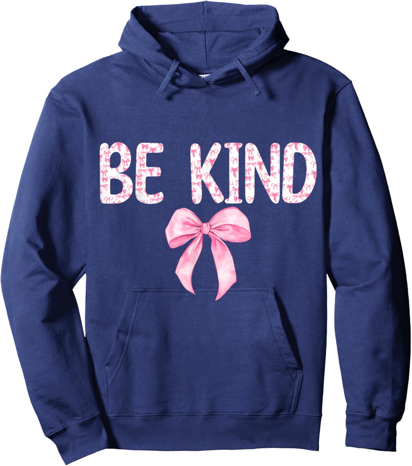Be Kind Pink Bow Women Girls Kids Toddler Positive Kindness Hoodie - Hoodie | Navy