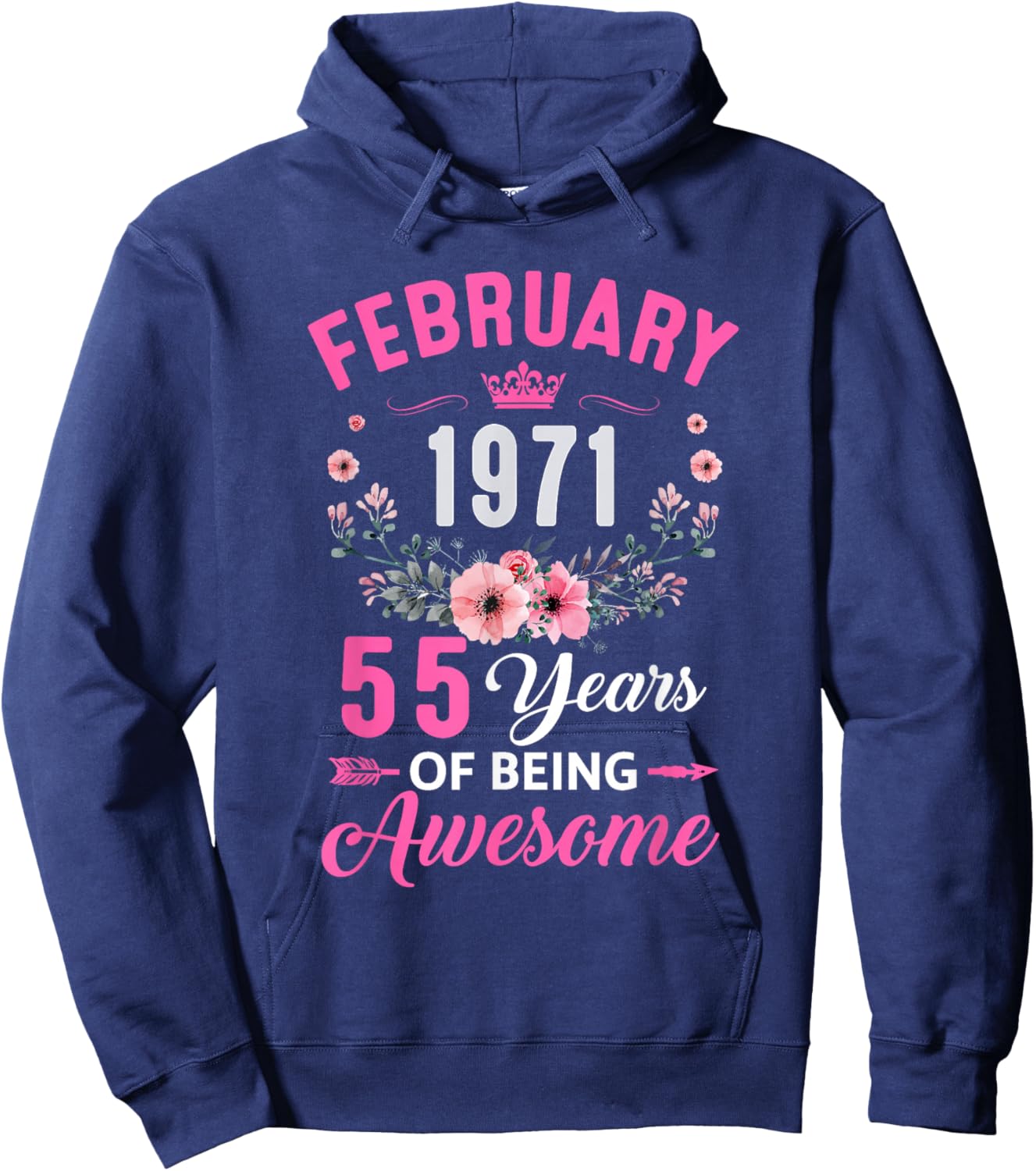 Awesome Since 1971 55 Years Old February 55Th Birthday Women Hoodie - Hoodie | Navy