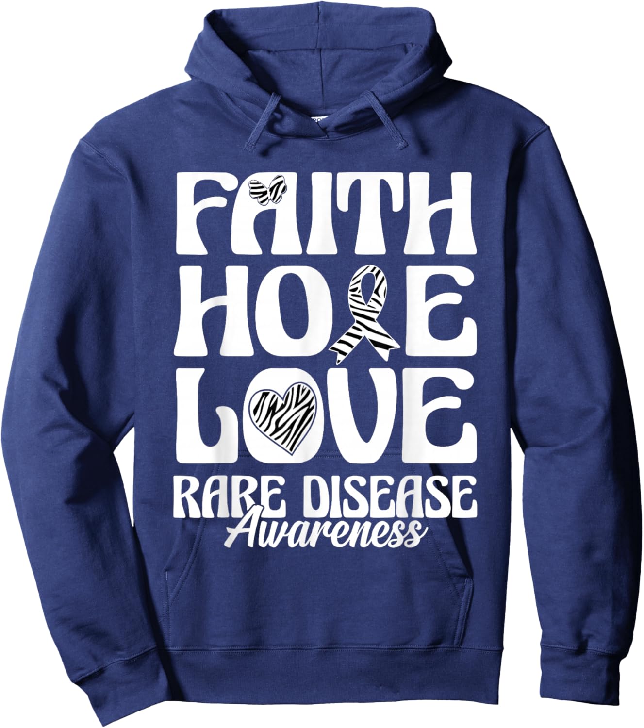 Rare Disease Awareness Faith Hope Love Hoodie - Hoodie | Navy
