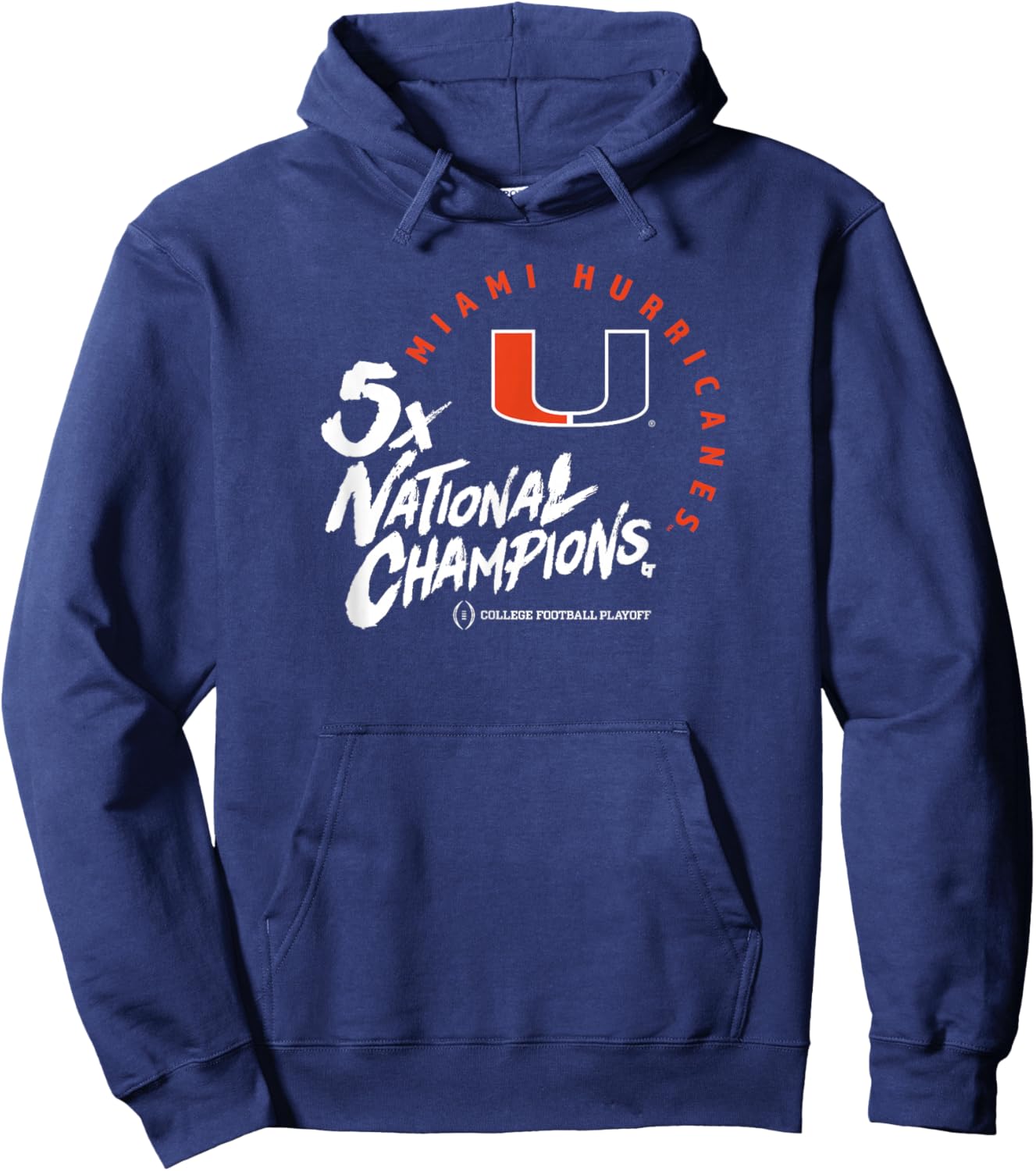 Miami Hurricanes 2025 College Football Playoff 5X Champions Hoodie - Hoodie | Navy