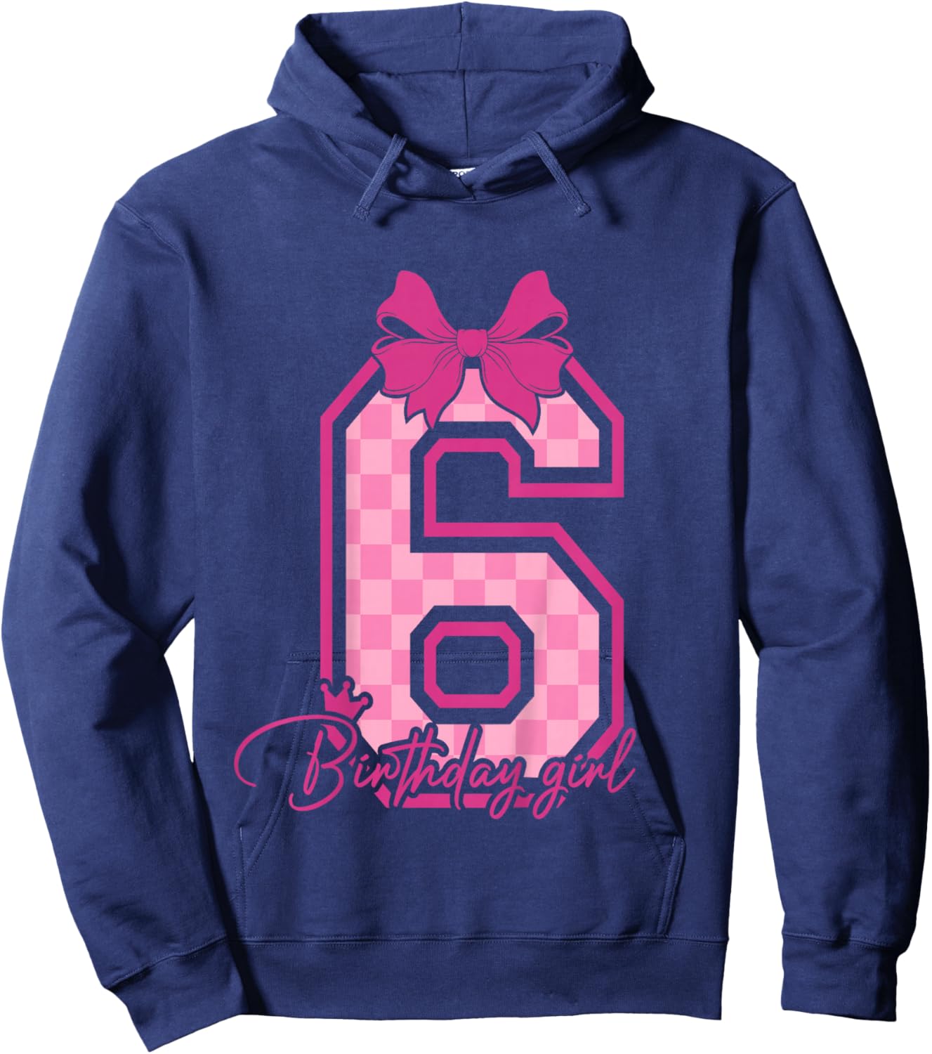 6th Birthday Girl Coquette Pink Bow 6 Year Old Birthday Girl Hoodie - Hoodie | Navy