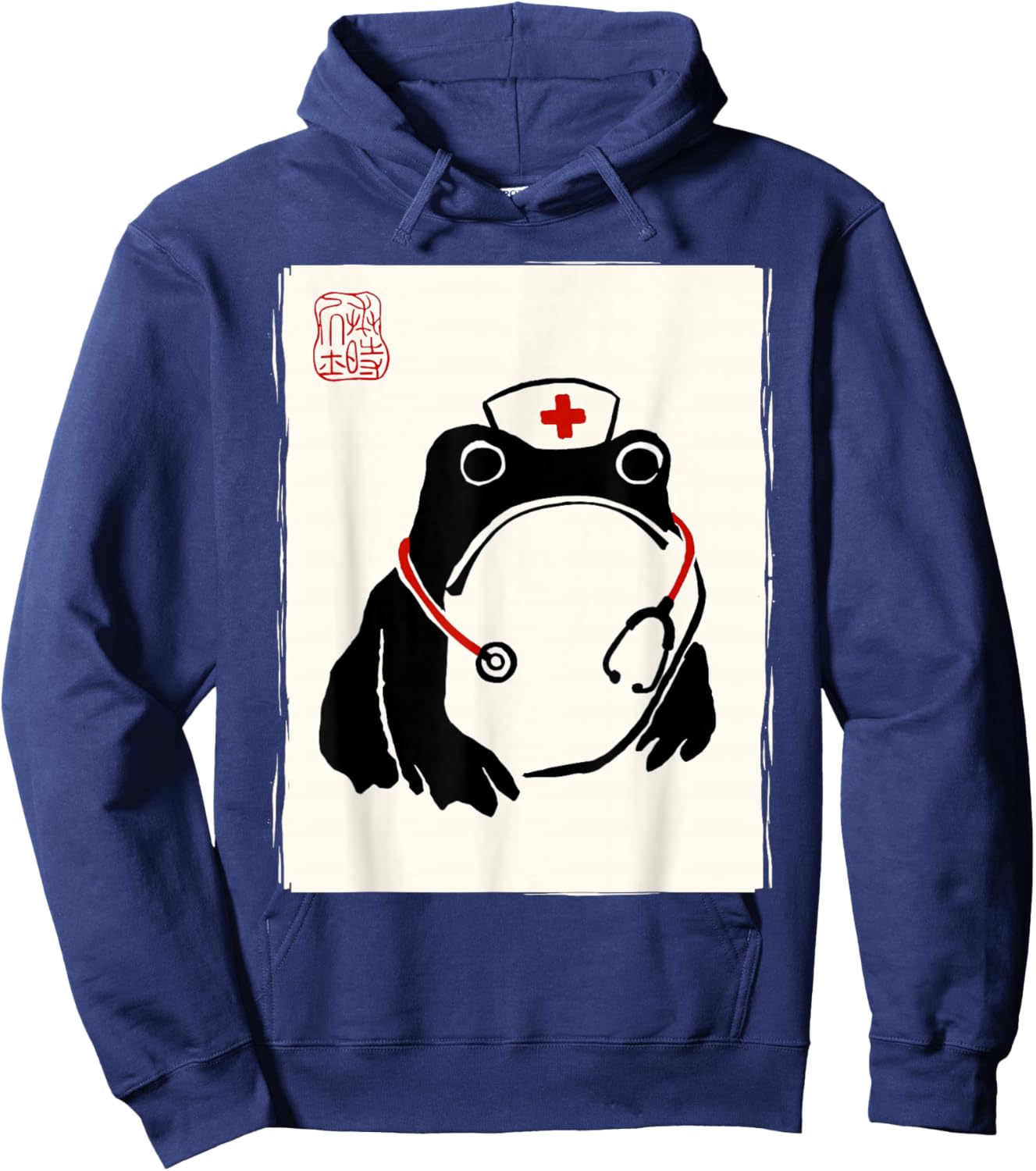 Japanese Grumpy Frog Nurse Appreciation Funny Nurse Hoodie - Hoodie | Navy