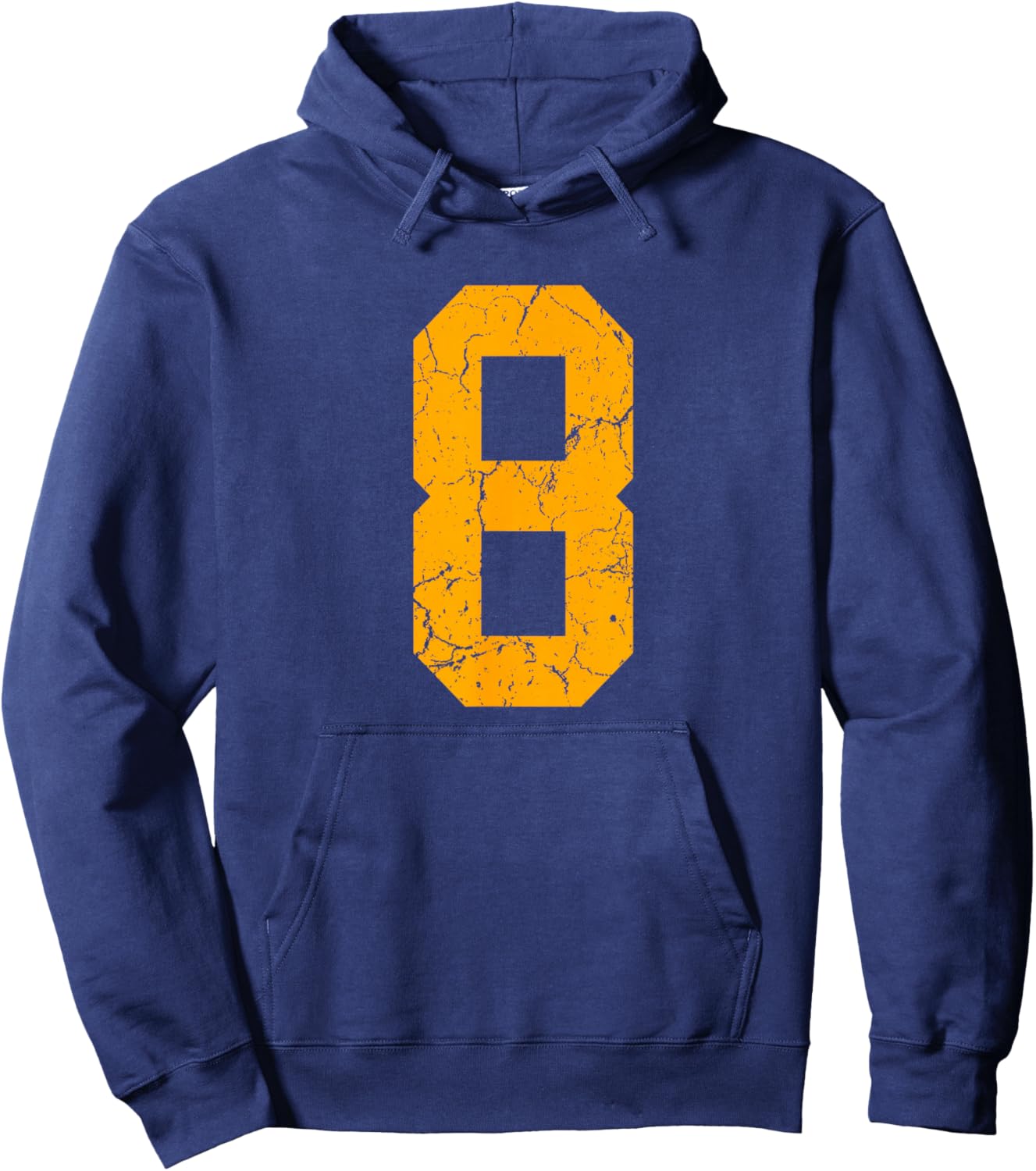 Distressed Orange Number 8 Jersey Player Uniform #8 Hoodie - Hoodie | Navy