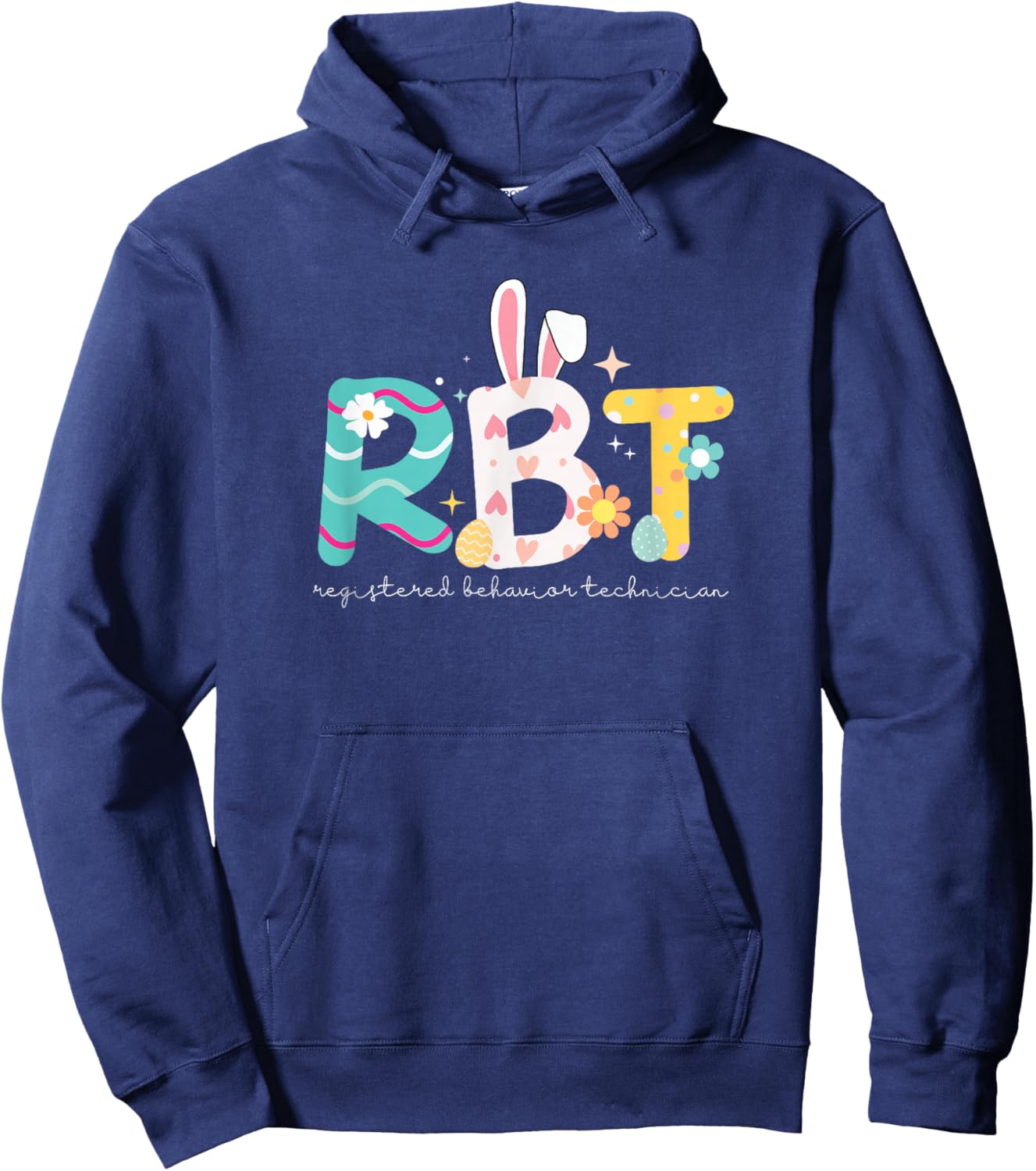 ABA Behavior Analyst Autism Therapy Easter Egg RBT Floral Hoodie - Hoodie | Navy