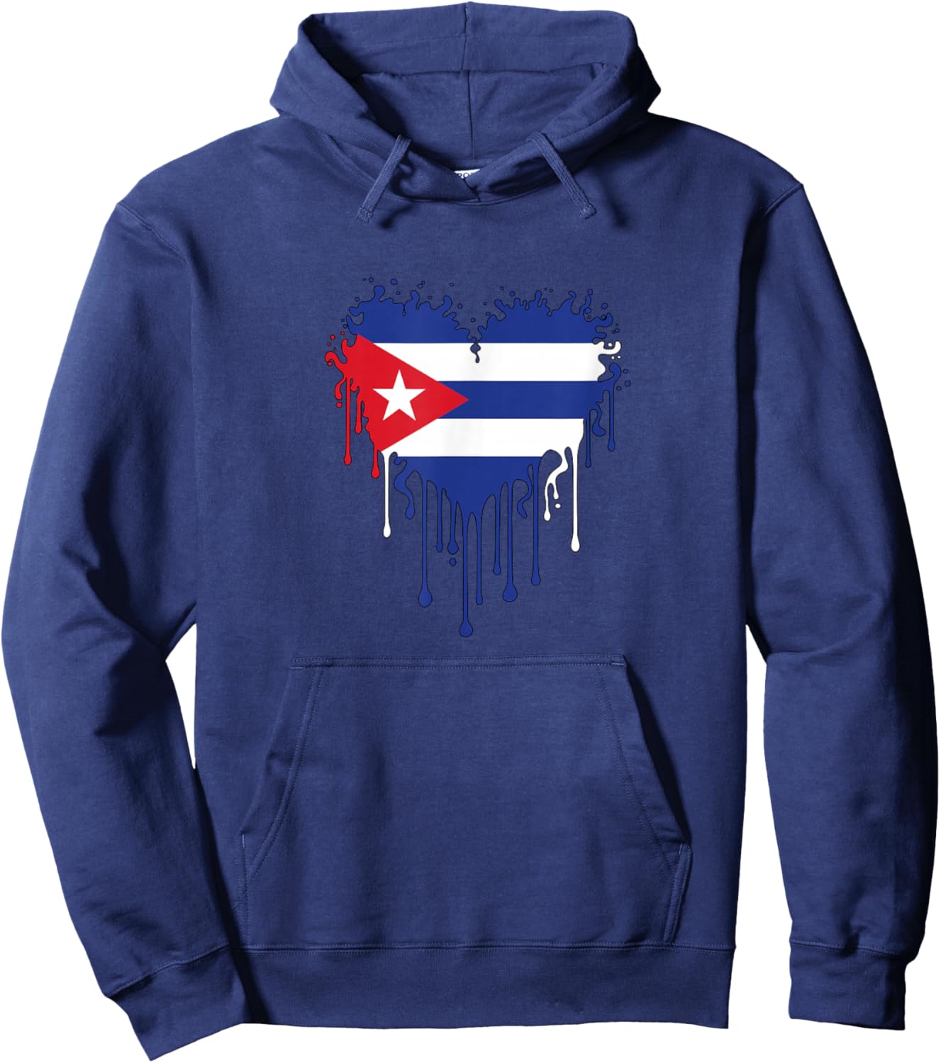 Cuba Flag Heart Drip Hispanic Heritage Cuban Pride Hoodie - Hoodie | Navy
