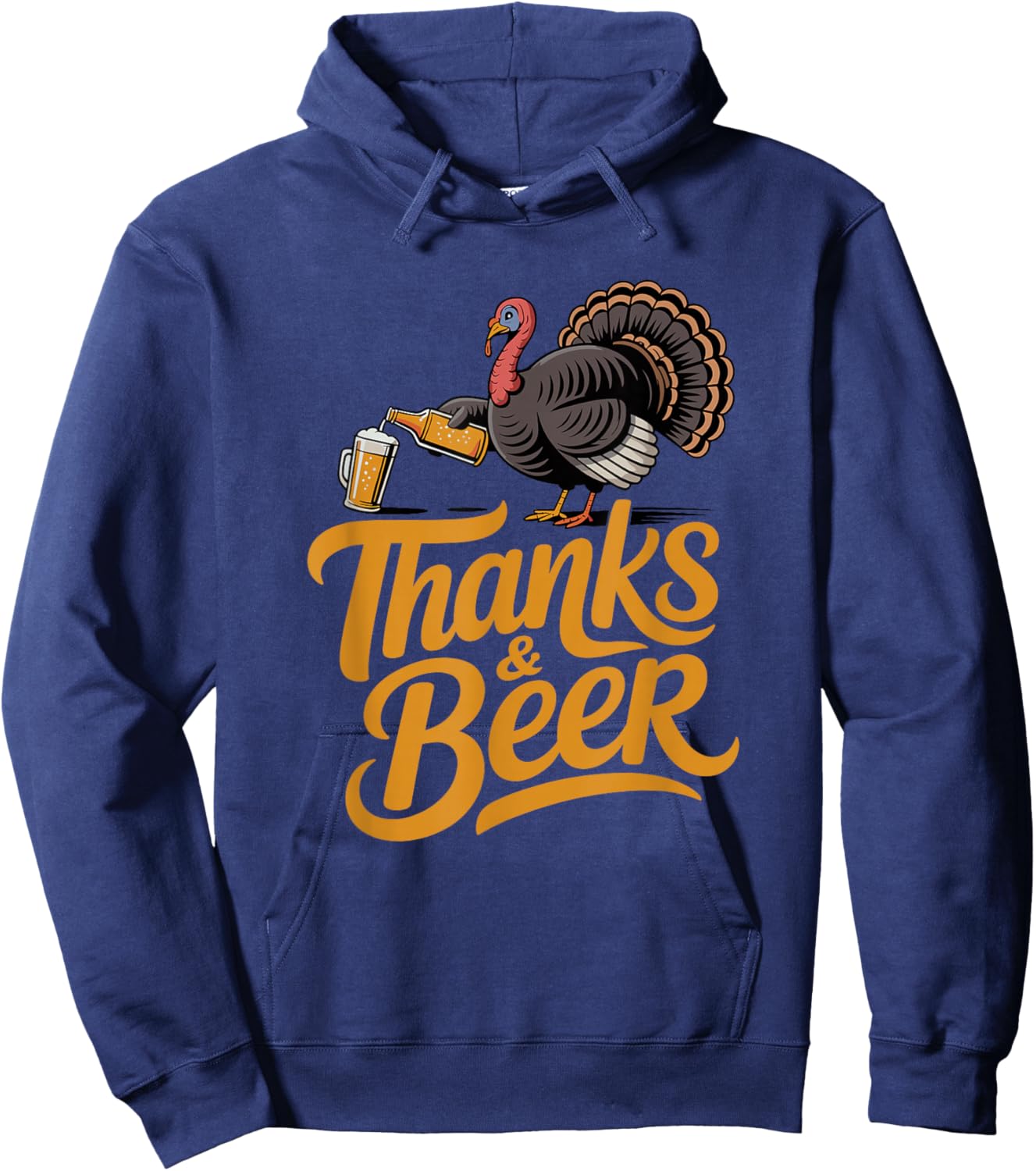 Thanksgiving Turkey Beer Humor Celebration Hoodie - Hoodie | Navy