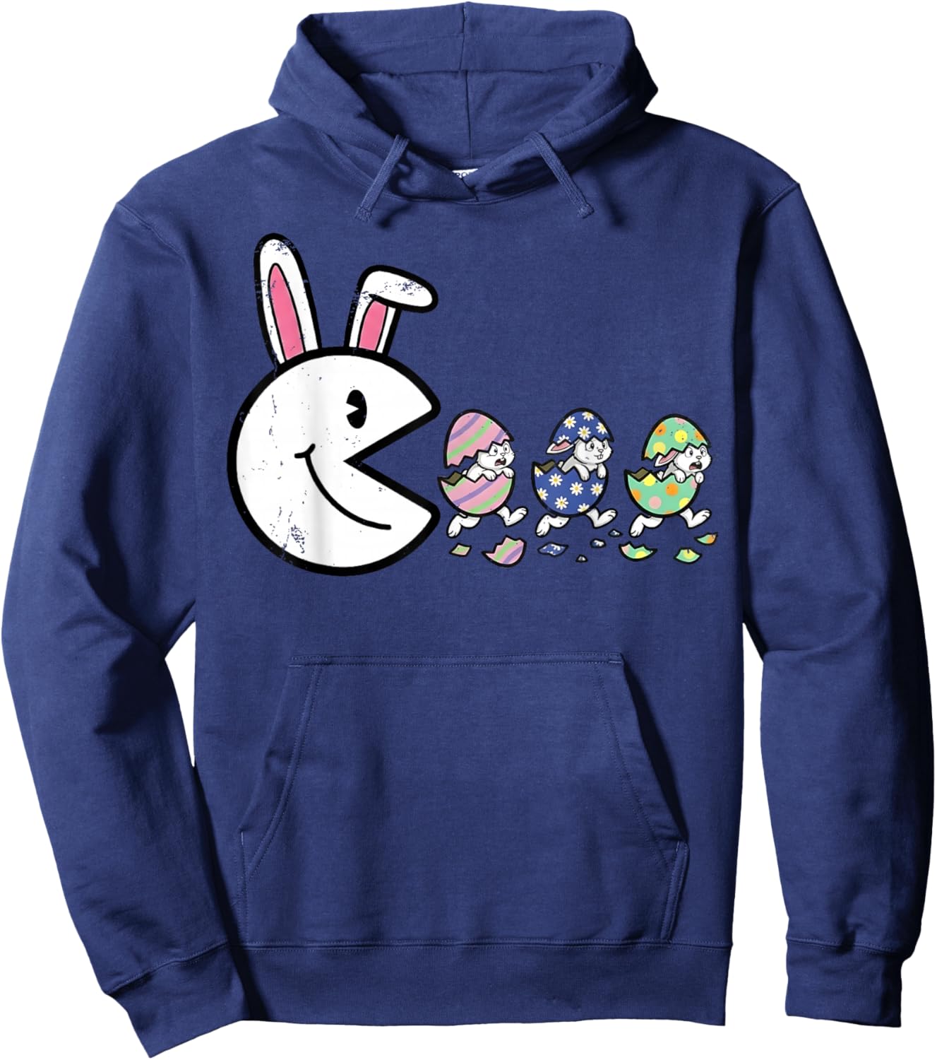 Easter Egg Video Game Eating Bunny Eggs Gamer Men Boys Kids Hoodie - Hoodie | Navy