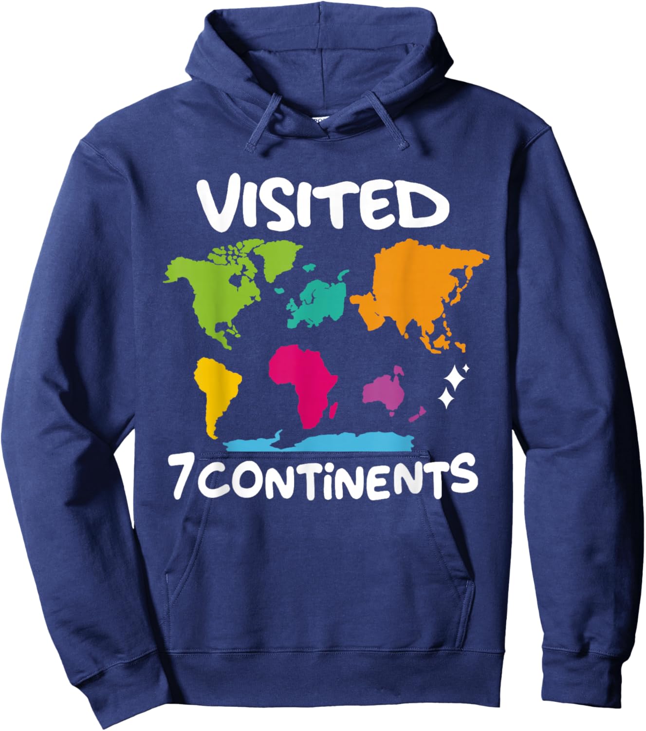 Visited 7 Continents Explored Colorful World Map Travel Hoodie - Hoodie | Navy