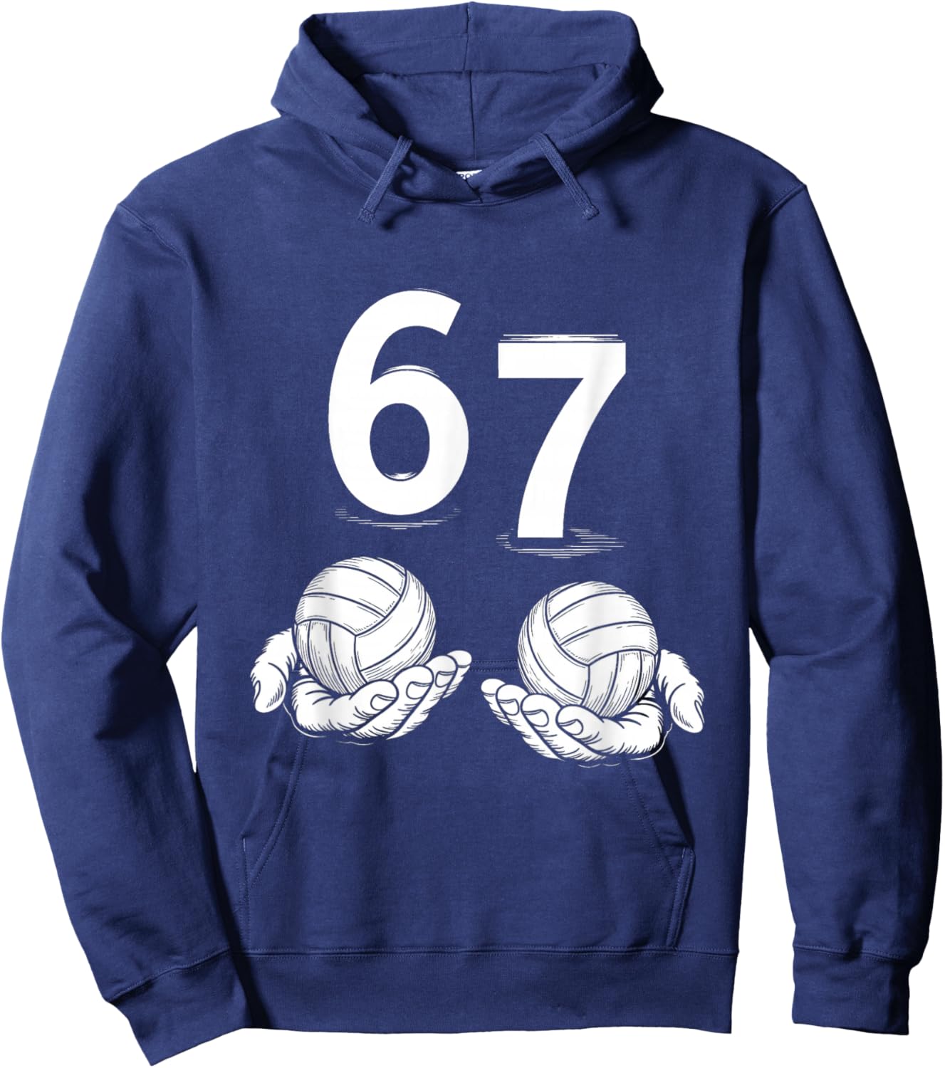 Volleyball Meme 67 Six Seven Funny Number Humor Gen Alpha Hoodie - Hoodie | Navy
