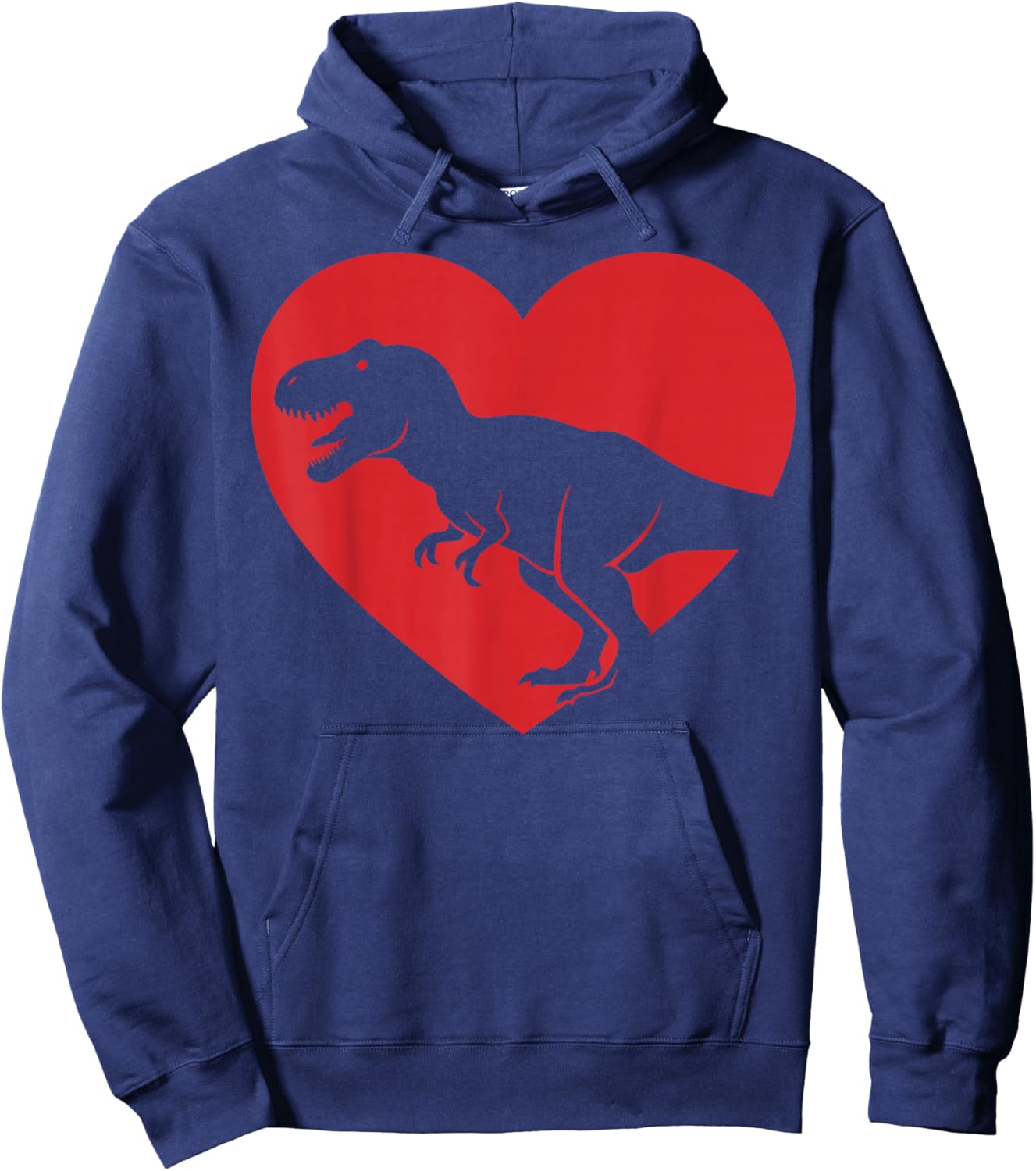 Dinosaur T-rex Heart Valentines Day Silhouette Kids Lovers Hoodie - Hoodie | Navy