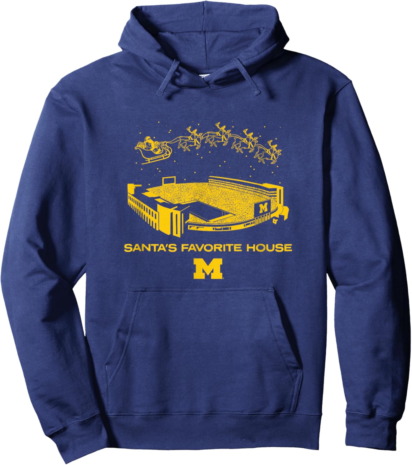 Santa's Favorite House - Michigan Wolverines Football Hoodie - Hoodie | Navy