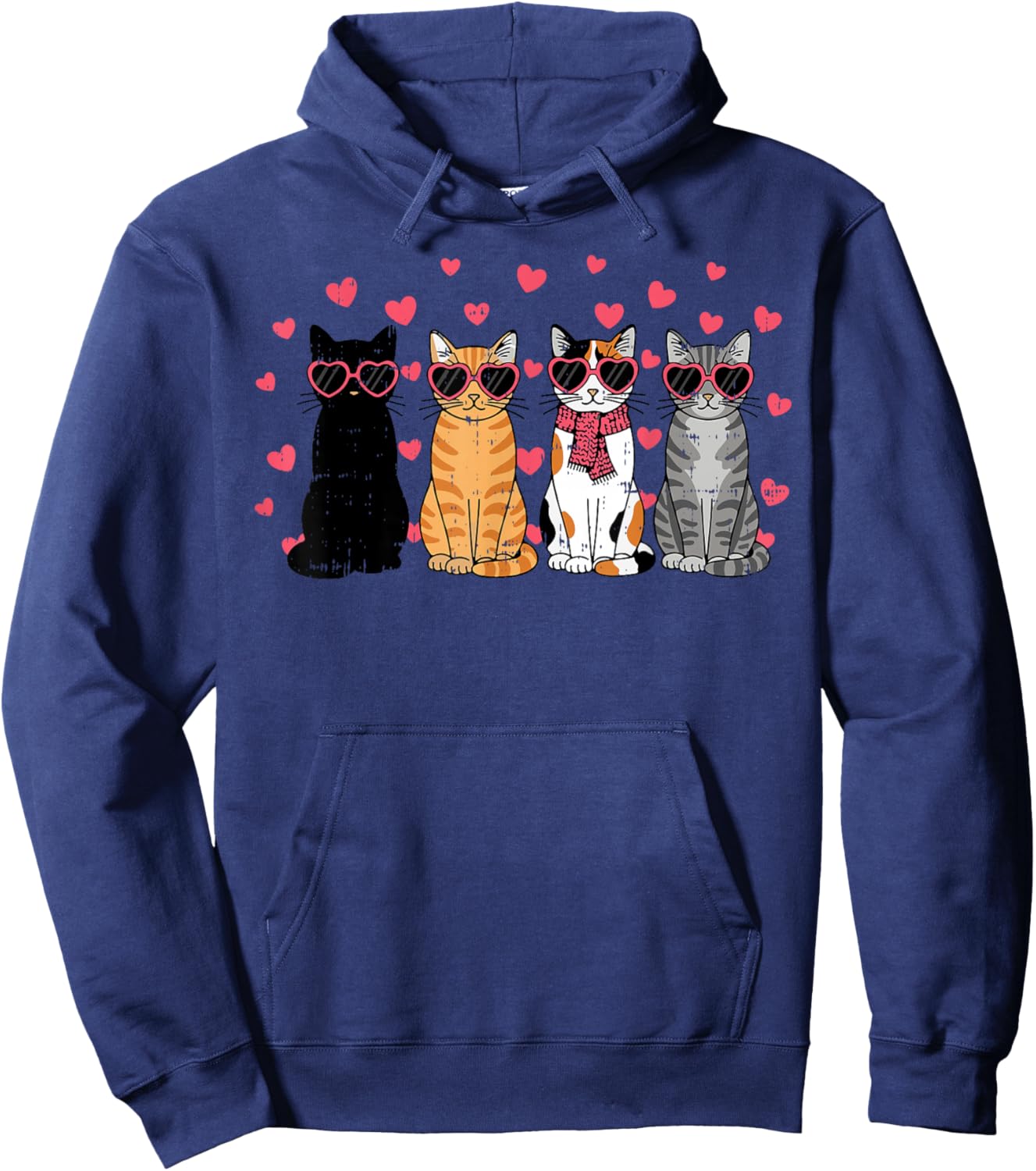 Cats Valentine Cat Kitten Valentines Day Men Women Kids Hoodie - Hoodie | Navy