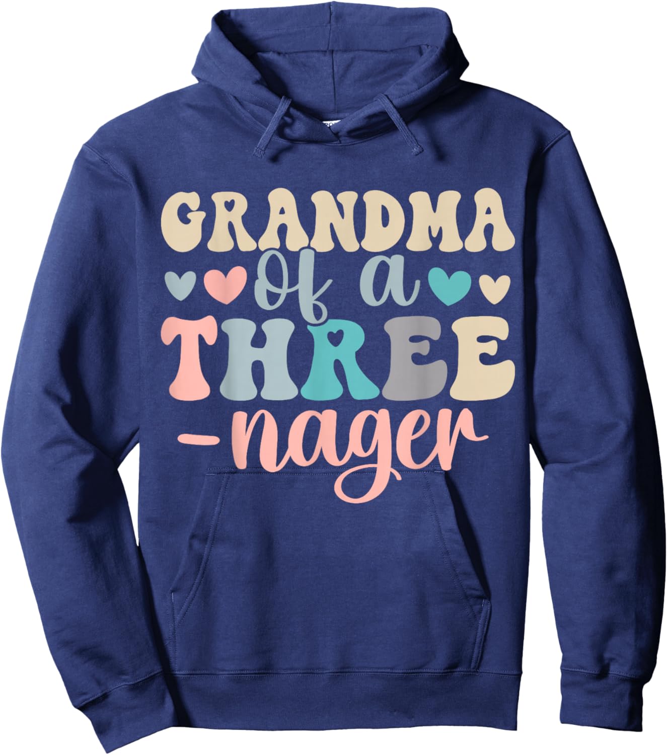 Grandma of A Threenager 3rd Birthday Matching Family Boho Hoodie - Hoodie | Navy