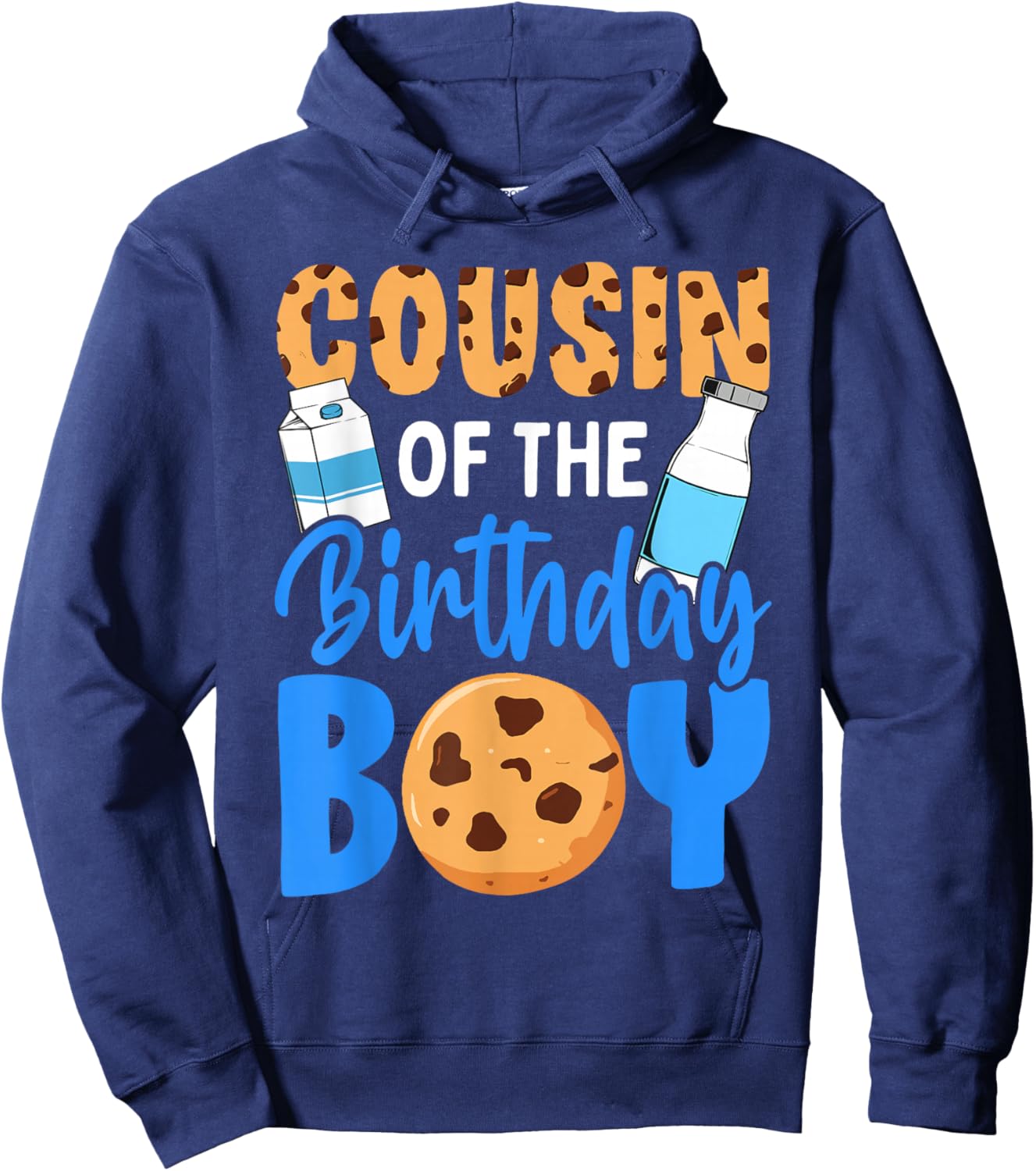Cousin of The Birthday boy Milk and Cookies 1st Birthday Hoodie - Hoodie | Navy