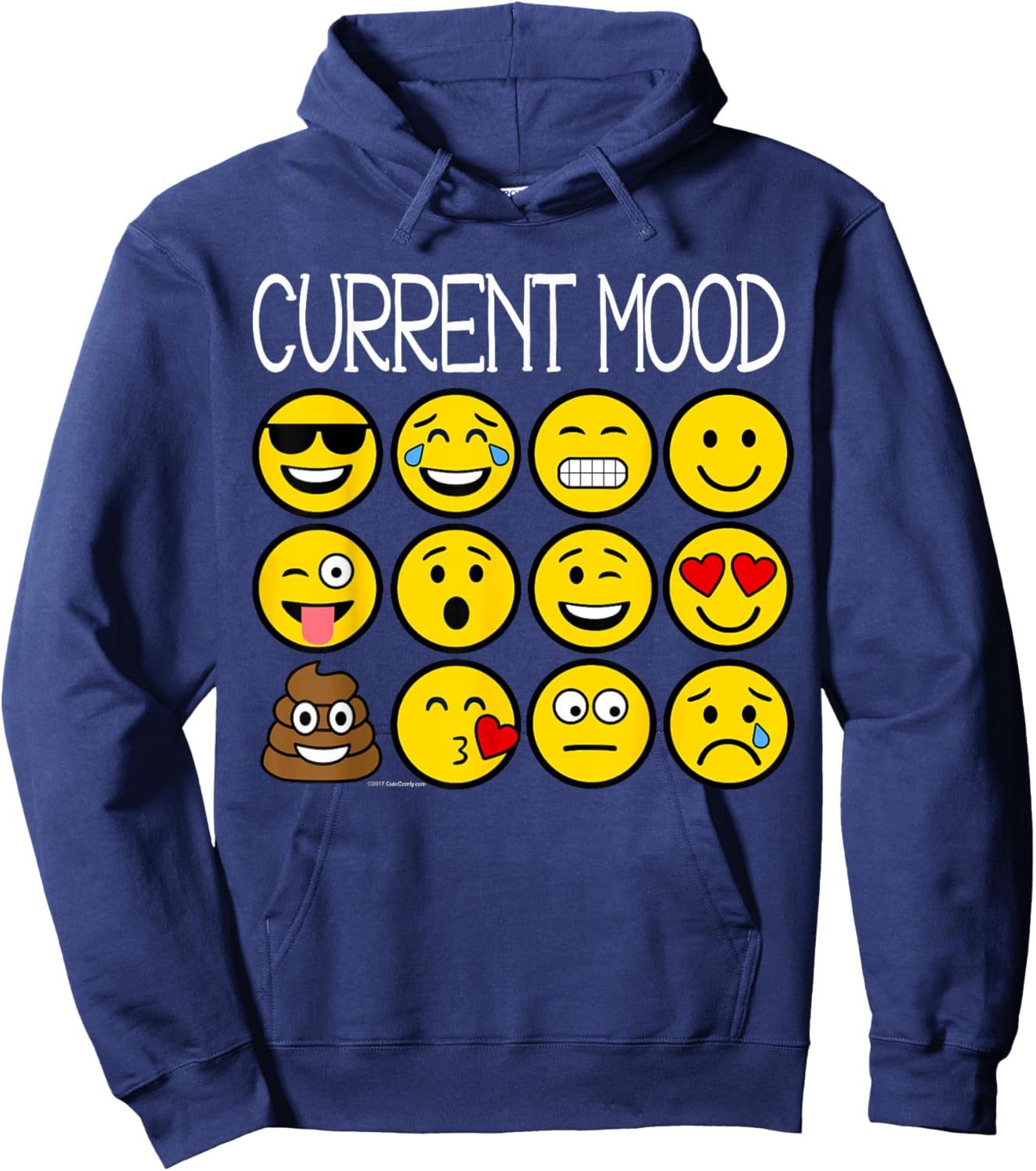 Point to Current Mood Emoticon Happy Emotion Faces Kids Boys Hoodie - Hoodie | Navy