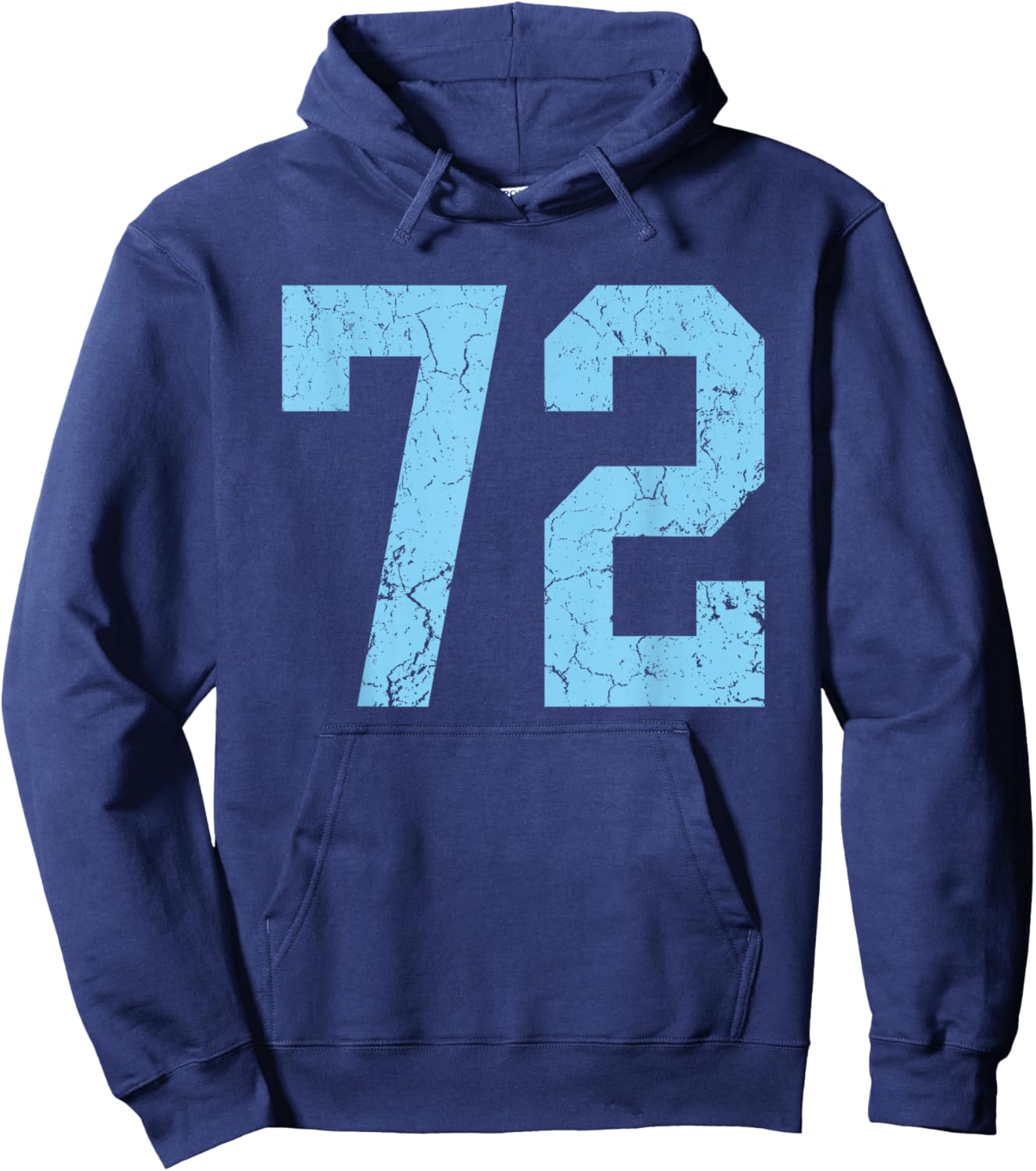 Distressed Baby Blue Number 72 Jersey Player Uniform #72 Hoodie - Hoodie | Navy
