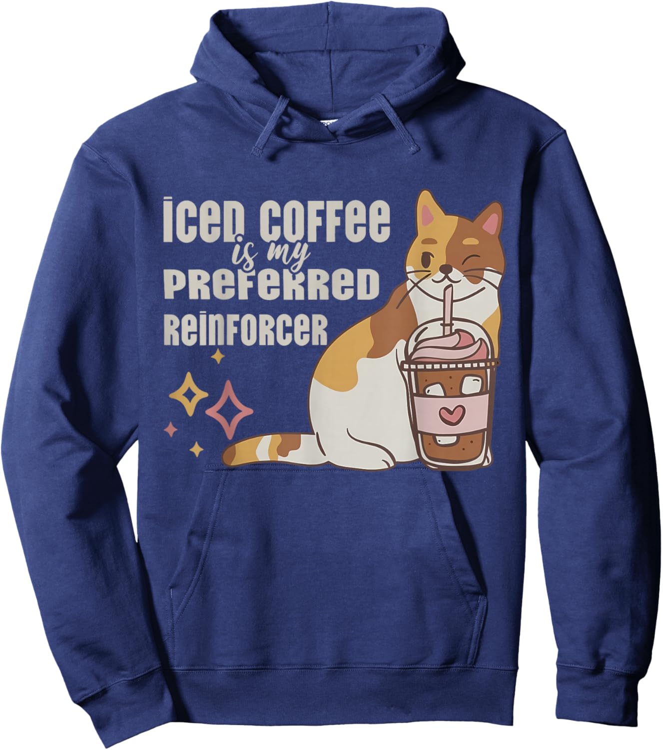 Iced Coffee is My Preferred Reinforcer Kitten ABA Therapist Hoodie - Hoodie | Navy