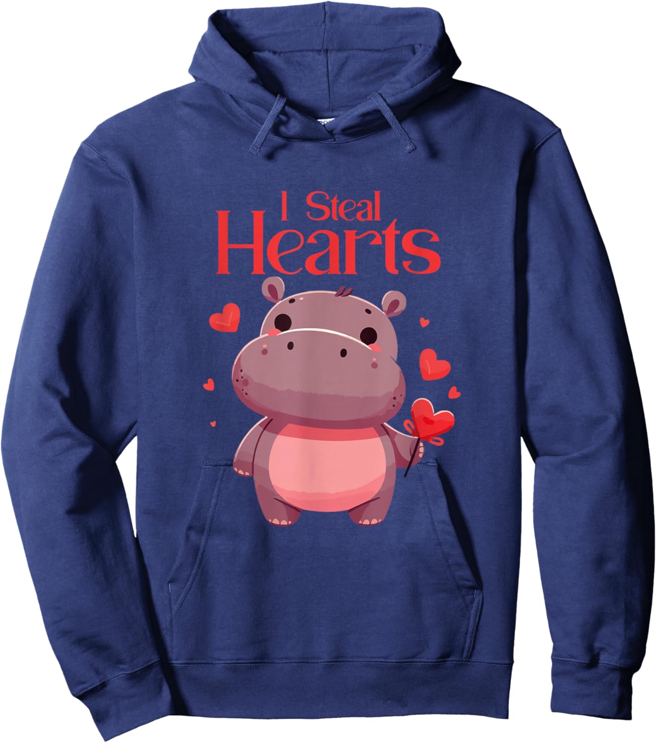 Cute Valentine Heart for Love Couples: Hippo Hippopotamus Hoodie - Hoodie | Navy