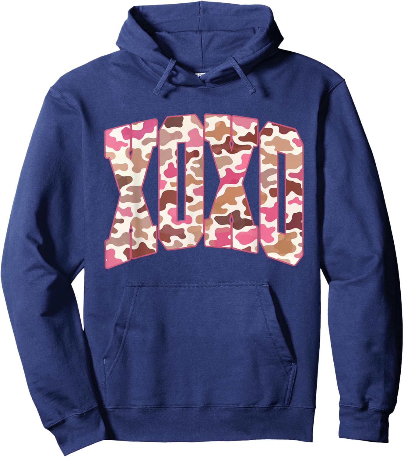 Retro Distressed Camo XOXO Valentine Love Be Mine Cute Girly Hoodie - Hoodie | Navy
