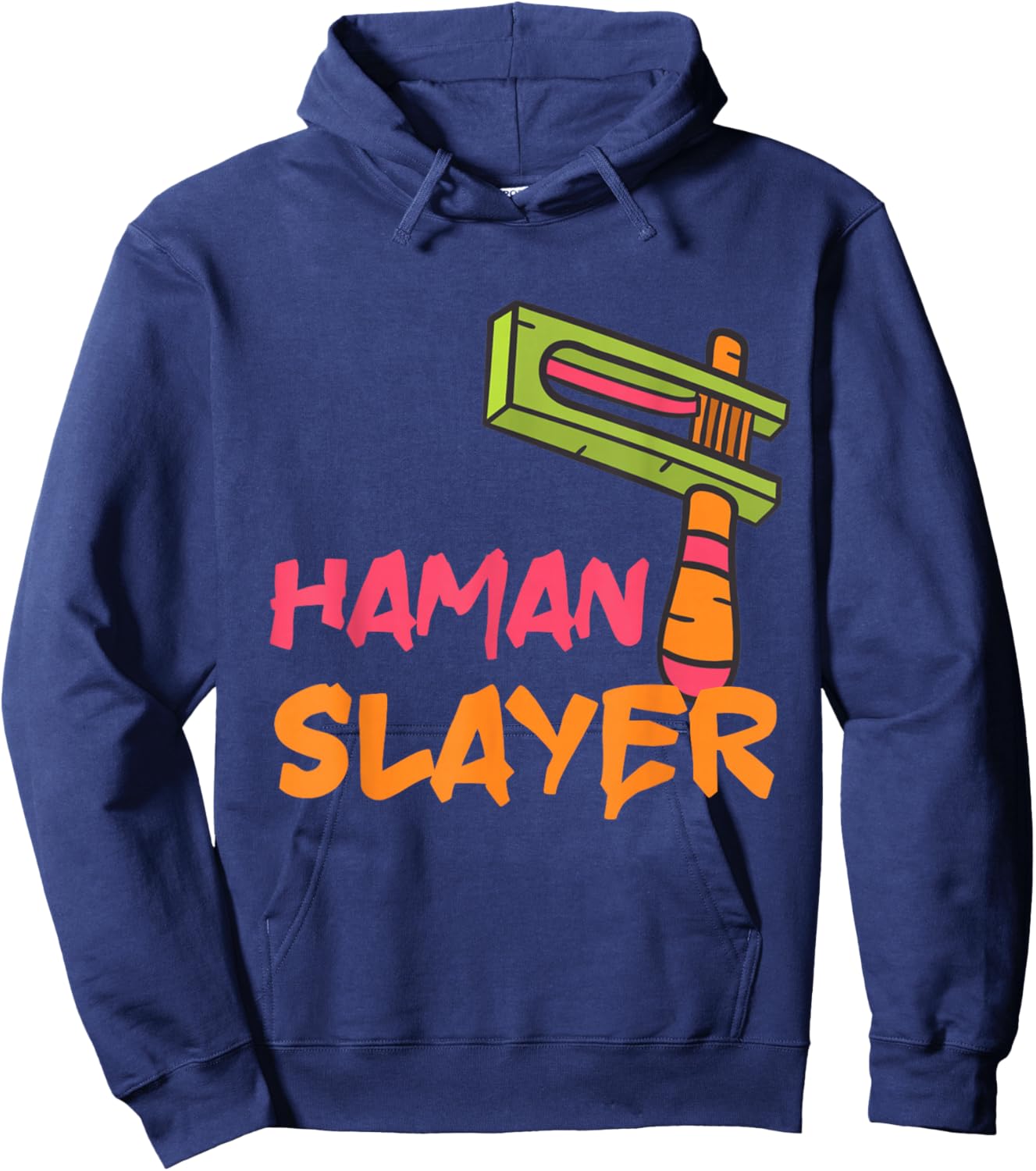 Haman Slayer Happy Purim Grogger Jewish Queen Esther Party Hoodie - Hoodie | Navy