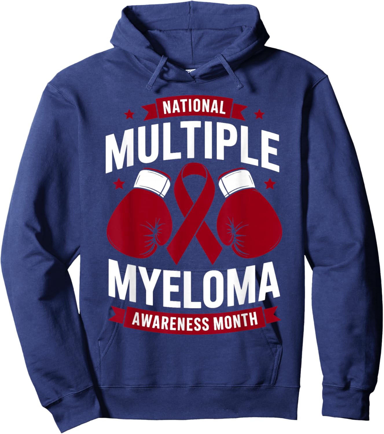 National Multiple Myeloma Awareness Month Burgundy Ribbon Hoodie - Hoodie | Navy