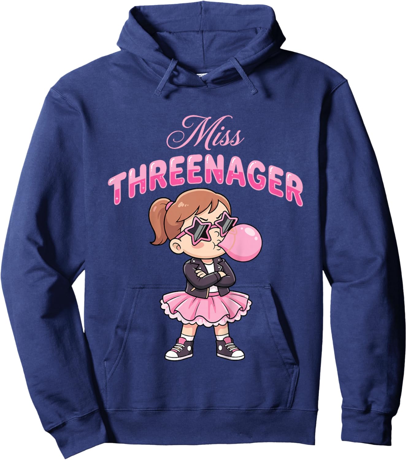 Funny Miss Threenager 3rd Birthday 3 Years Girls Hoodie - Hoodie | Navy