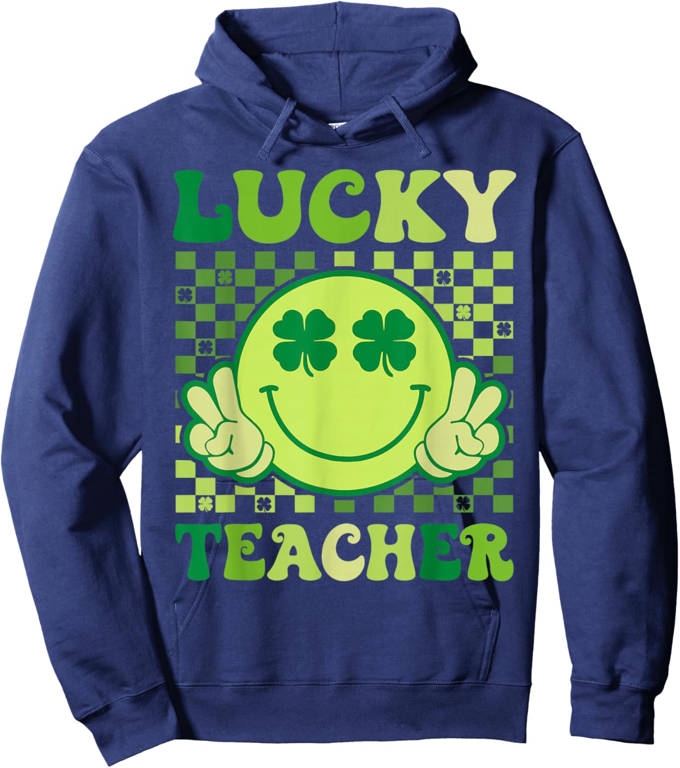 Groovy St Patricks Day Lucky Teacher Saint Paddys Men Women Hoodie - Hoodie | Navy