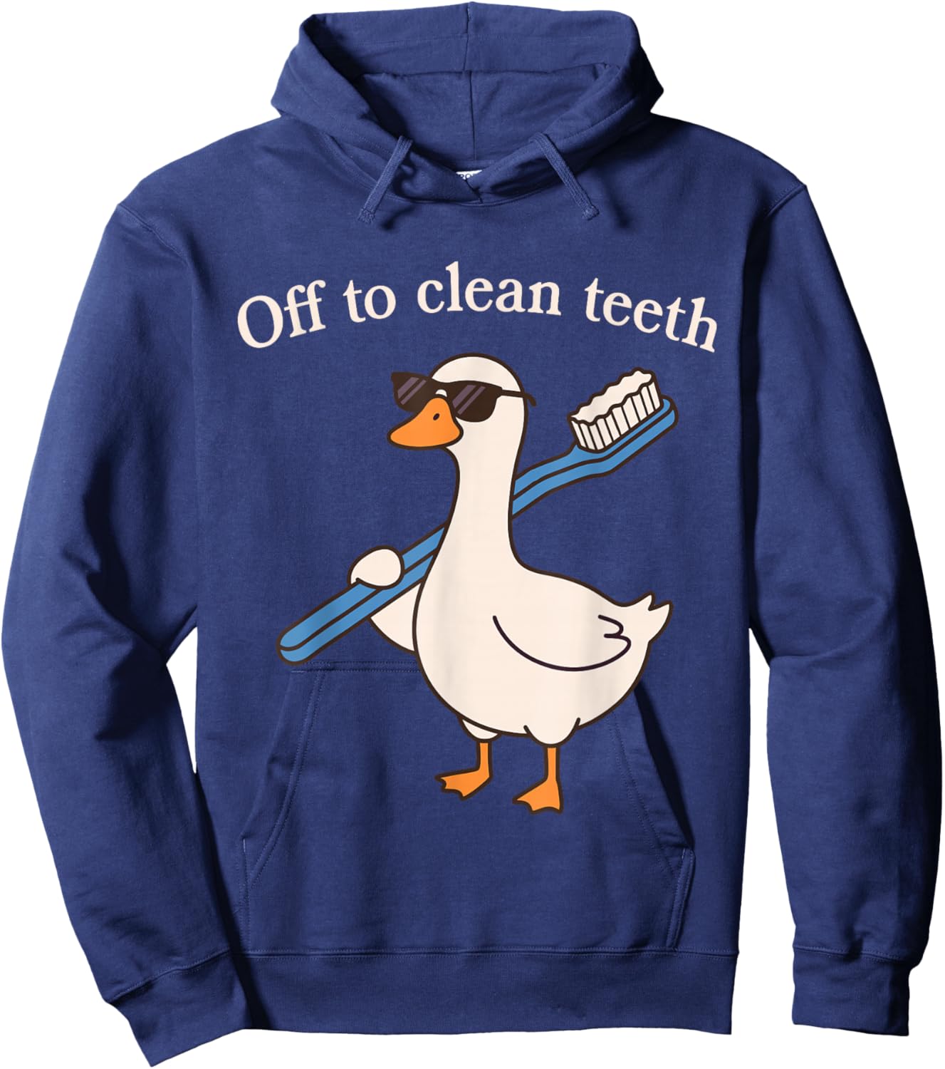 Off to Clean Teeth Funny Goose Dentist Dental Hygienist Hoodie - Hoodie | Navy