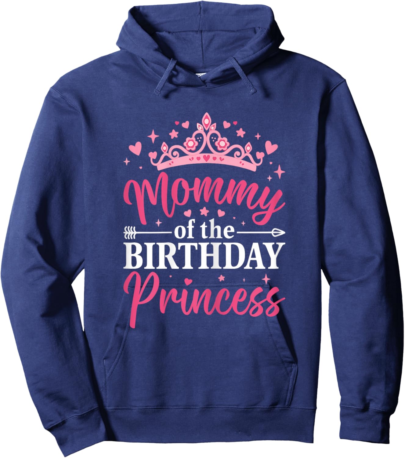 Mommy of The Birthday Princess Pink Crown Mom Hoodie - Hoodie | Navy
