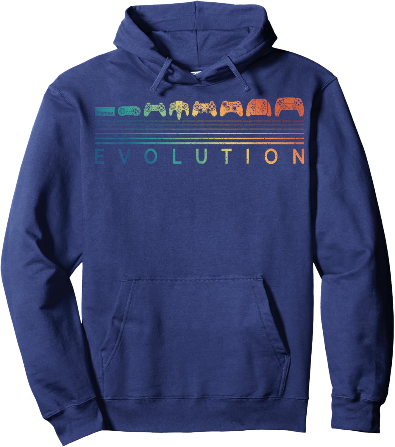 Video Game Controller Evolution Gamer 80s 90s Retro Gaming Hoodie - Hoodie | Navy