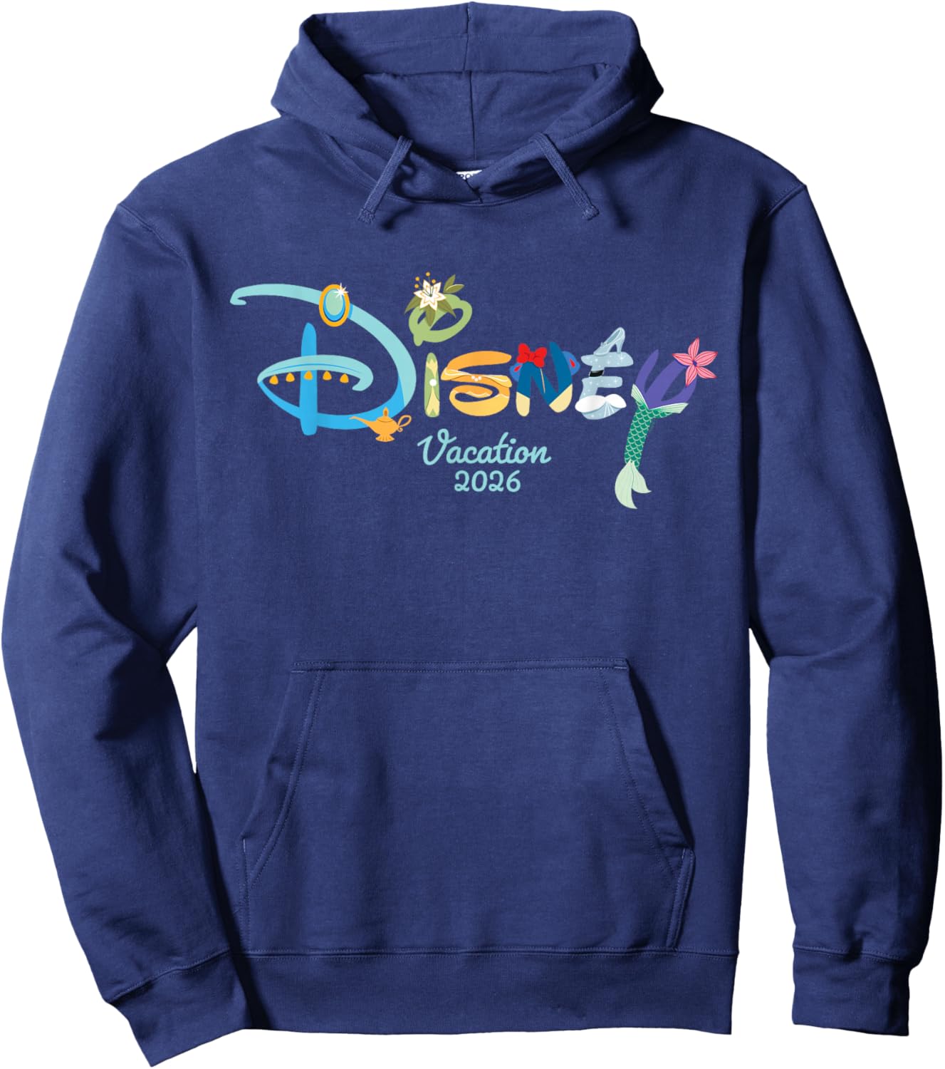 Disney Princess Letters Logo Matching Disney Vacation 2026 Hoodie - Hoodie | Navy
