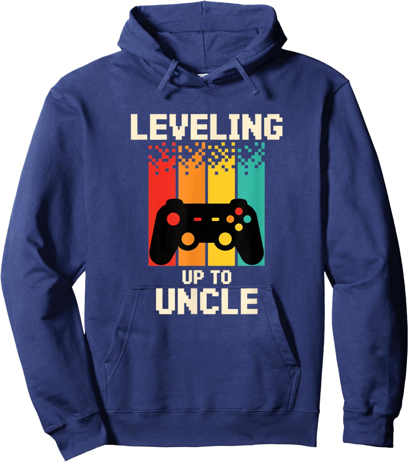 Leveling Up to Uncle Kids Gaming Controller Retro Kid Hoodie - Hoodie | Navy