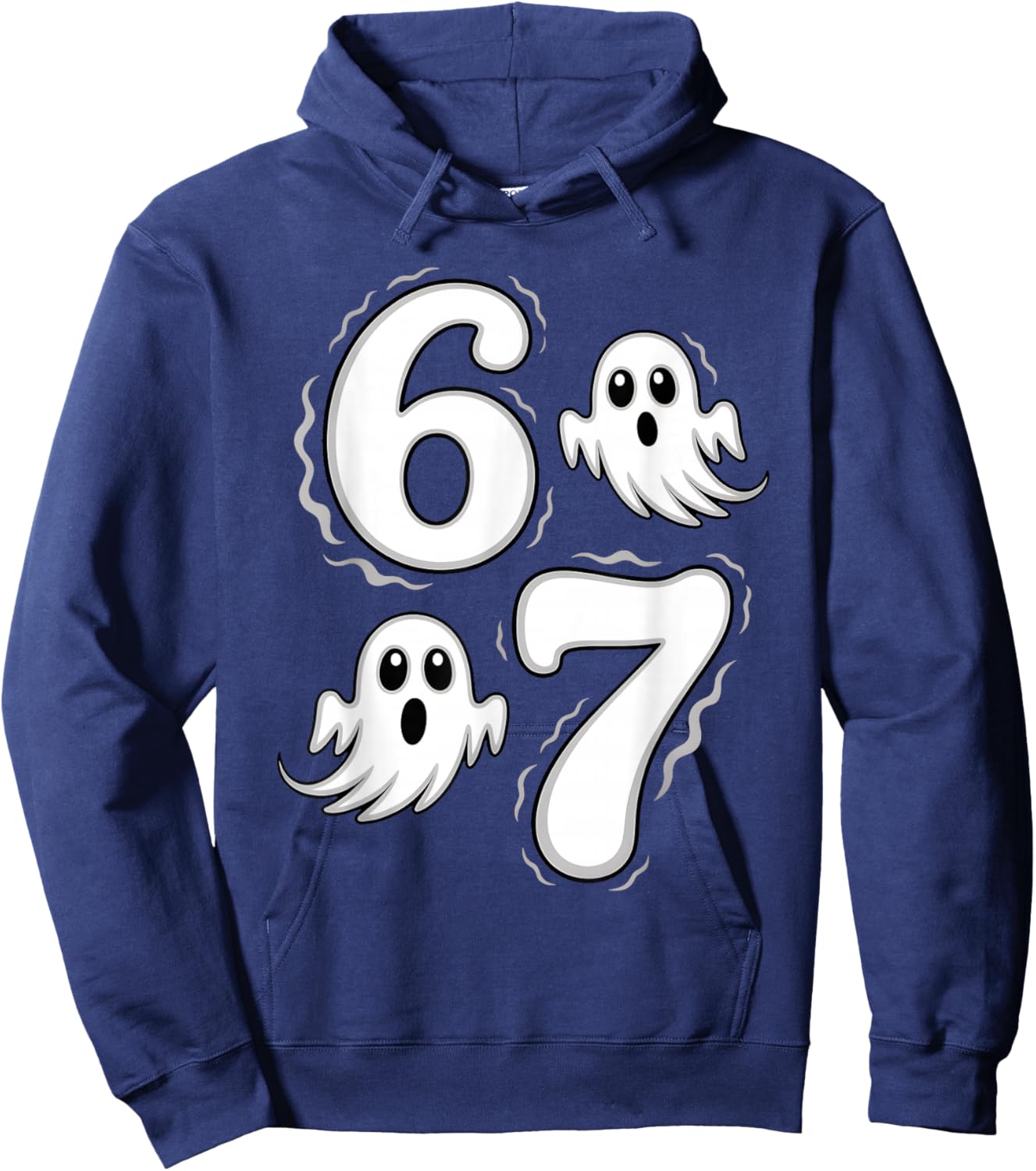 67 Meme Six Seven 6 7 Halloween Ghost Funny Brainrot Hoodie - Hoodie | Navy