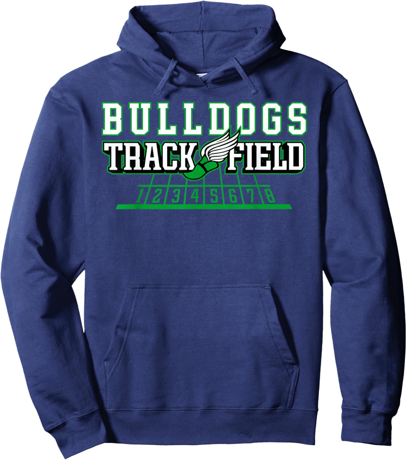 Bulldogs Green Track and Field Cross Country School Spirit Hoodie - Hoodie | Navy