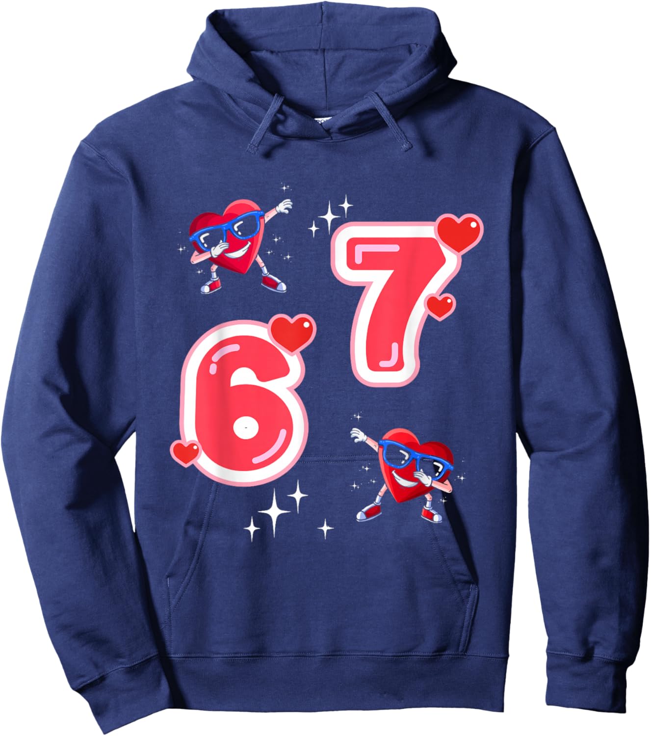 67 Valentines Shirt 67 Hearts Dabbing Valentine Six Seven Hoodie - Hoodie | Navy