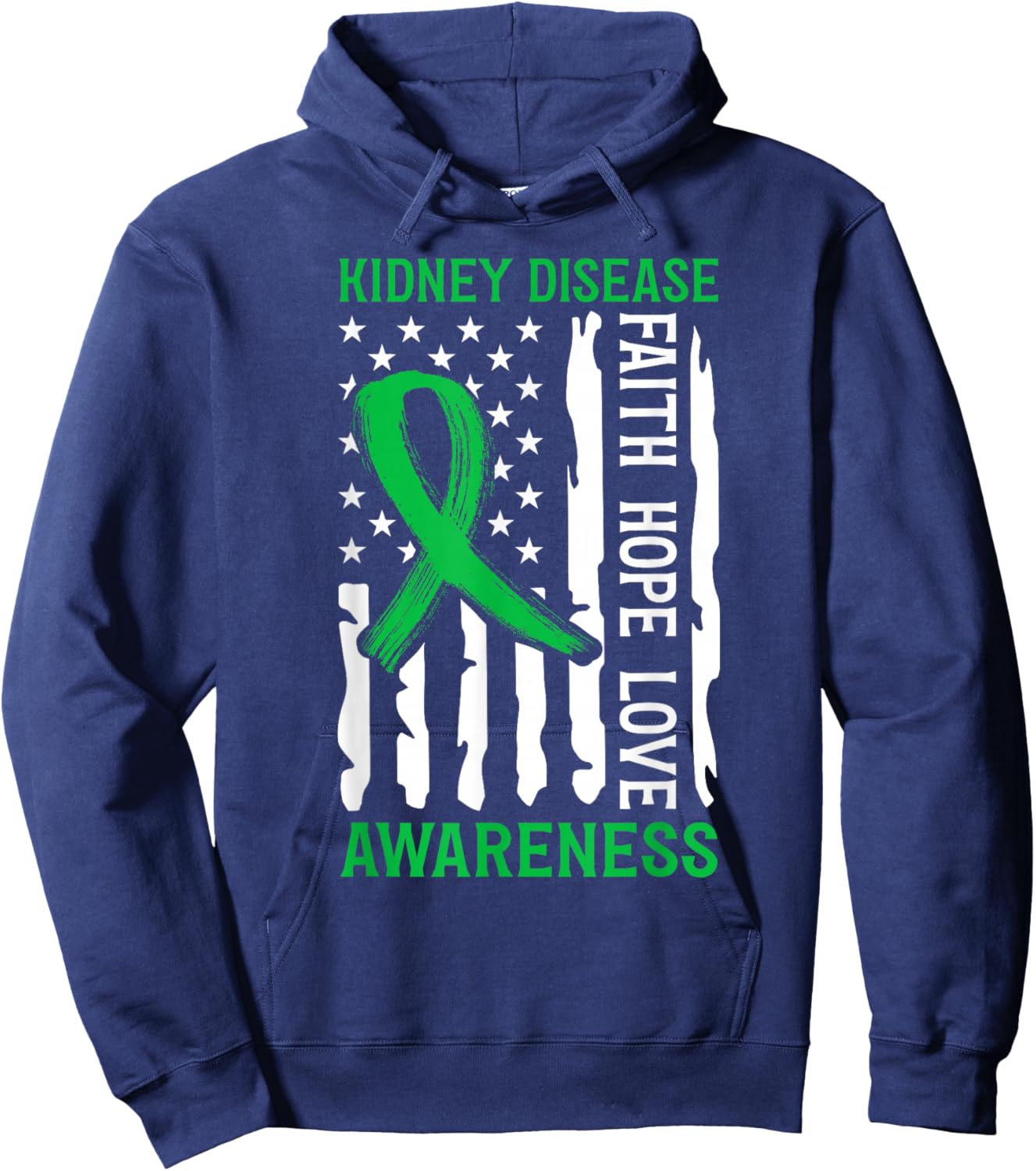 Kidney Disease Awareness US Flag Kidney Disease Survivor Hoodie - Hoodie | Navy