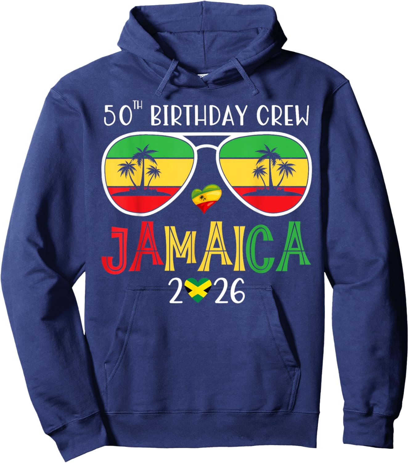 50th Birthday Crew Jamaica 2026 50 Years Old Bday Party Trip Hoodie - Hoodie | Navy