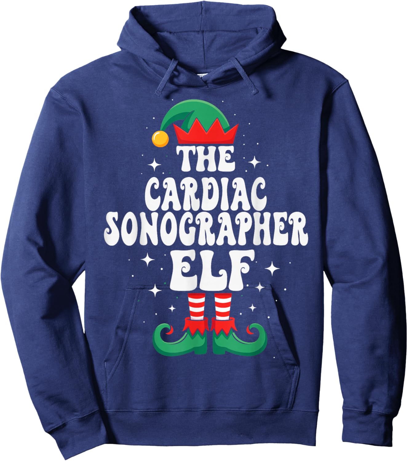 The Cardiac Sonographer Elf Funny Christmas Hoodie - Hoodie | Navy