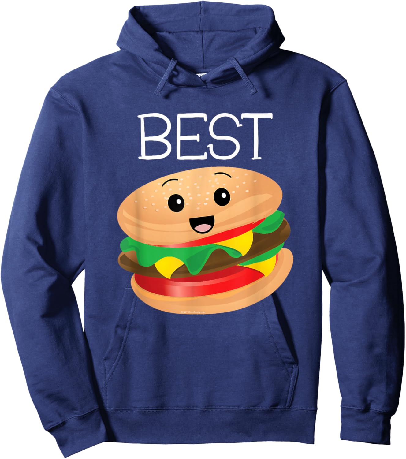 Best Friends Cute Hamburger French Fries Matching Burger Hoodie - Hoodie | Navy