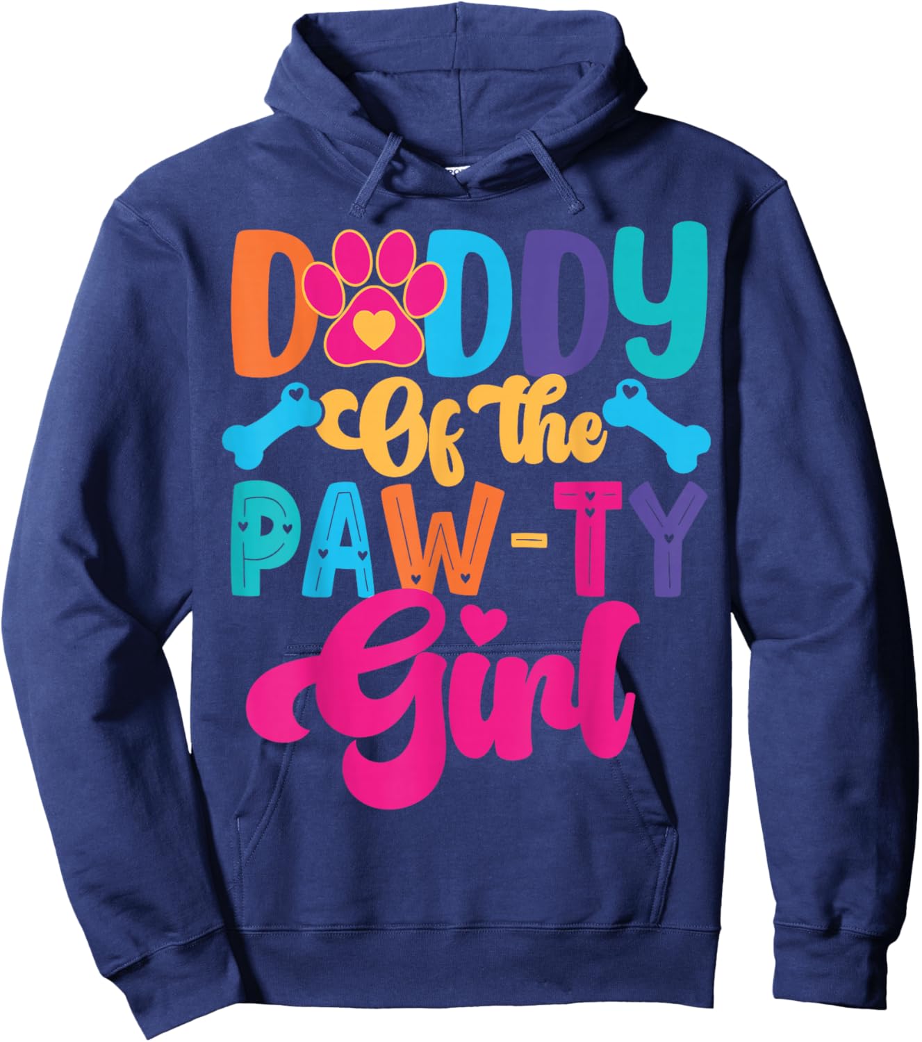 Daddy of The Paw-ty Girl Dog Family Matching Party Hoodie - Hoodie | Navy