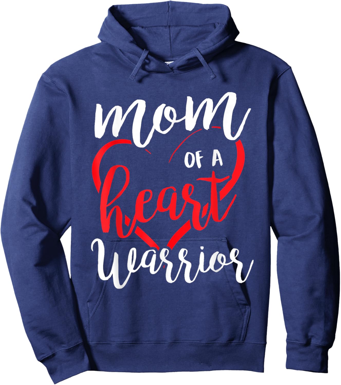 Mom of A Heart Warrior CHD Heart Disease Awareness Month Hoodie - Hoodie | Navy