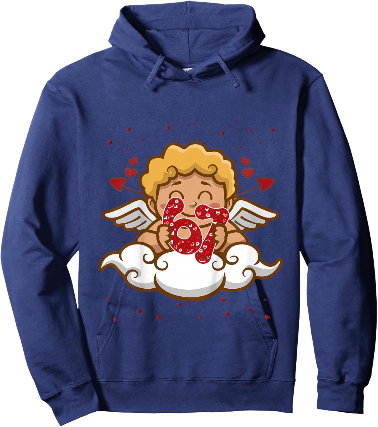 Kids 6 7 Meme Six Seven Cupid 67 Valentines Day Toddler Hoodie - Hoodie | Navy