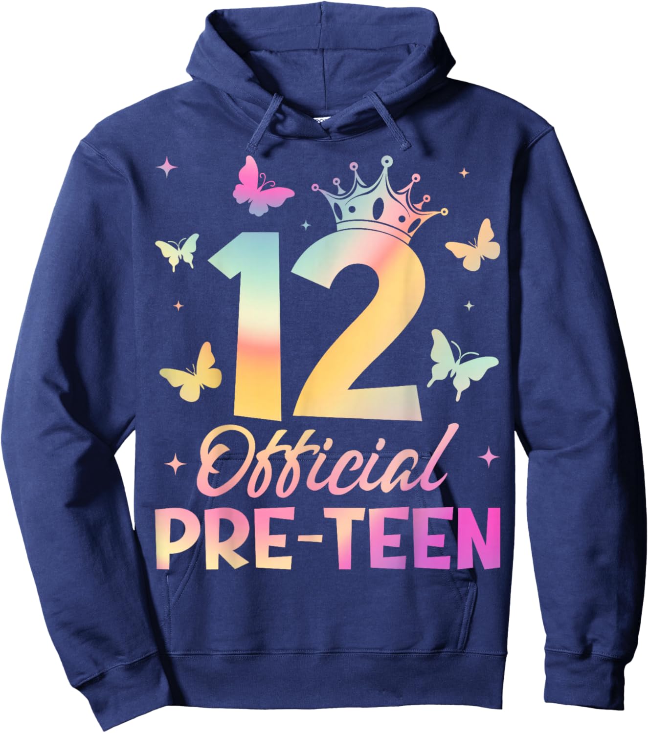 Crown 12th Birthday Party 12 Official Pre-Teen Birthday Girl Hoodie - Hoodie | Navy